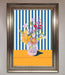 Flower Vase Blue Stripes Framed Wall Art - Hi Society