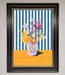 Flower Vase Blue Stripes Framed Wall Art - Hi Society