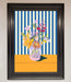 Flower Vase Blue Stripes Framed Wall Art - Hi Society