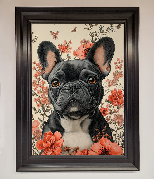 French Bulldog In Flowers Framed Print - Hi Society