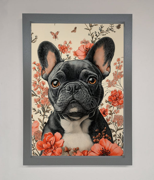 French Bulldog In Flowers Framed Print - Hi Society