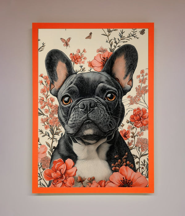 French Bulldog In Flowers Framed Print - Hi Society