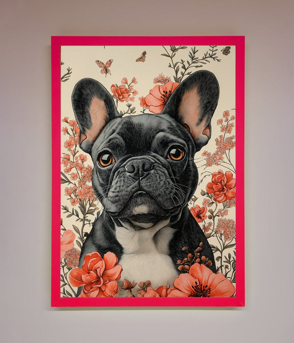 French Bulldog In Flowers Framed Print - Hi Society
