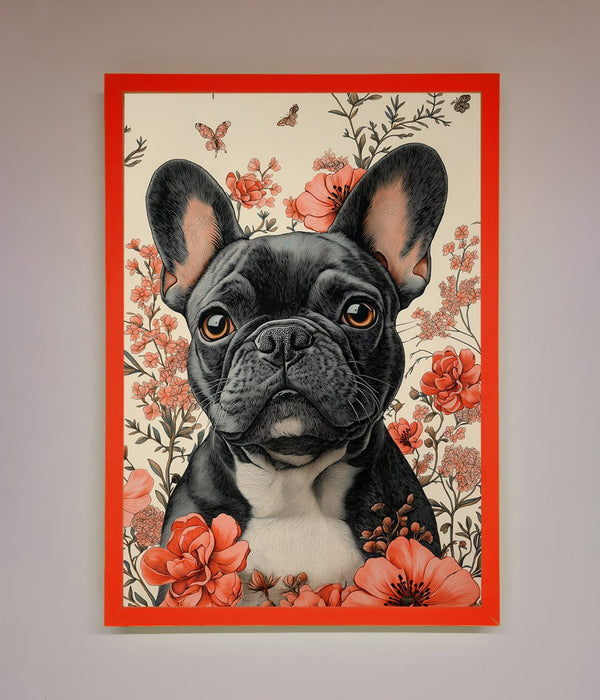 French Bulldog In Flowers Framed Print - Hi Society