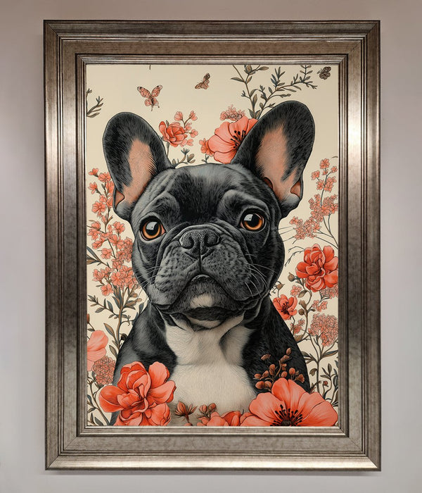French Bulldog In Flowers Framed Print - Hi Society