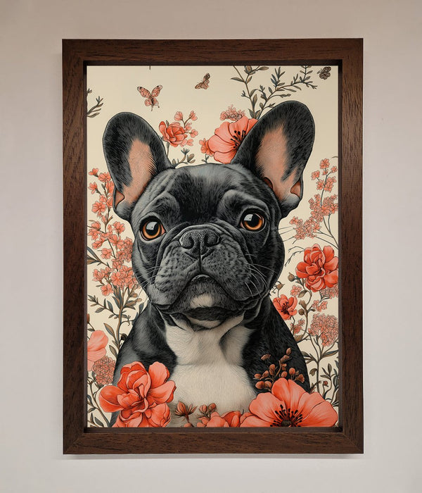 French Bulldog In Flowers Framed Print - Hi Society