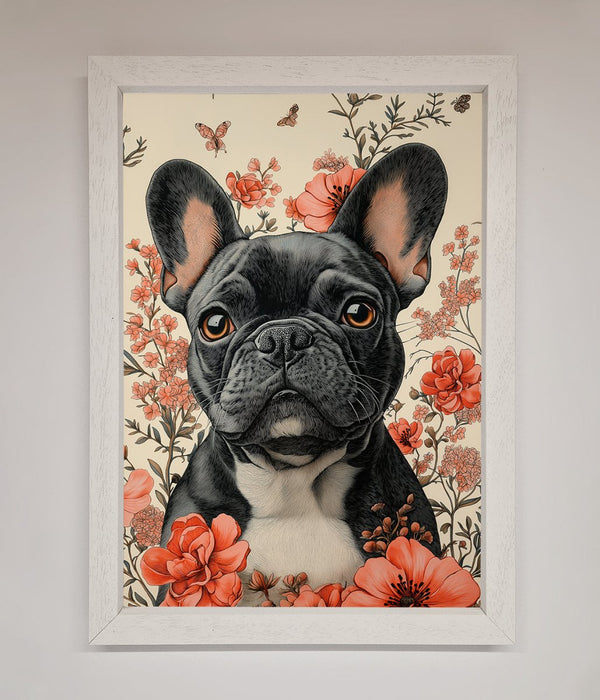 French Bulldog In Flowers Framed Print - Hi Society