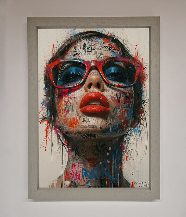 Graffiti Lady Glasses Framed Wall Art - Hi Society