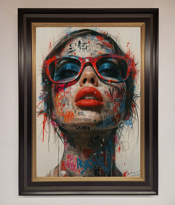 Graffiti Lady Glasses Framed Wall Art - Hi Society
