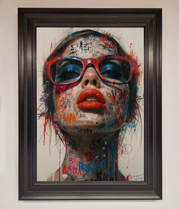 Graffiti Lady Glasses Framed Wall Art - Hi Society