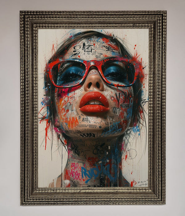 Graffiti Lady Glasses Framed Wall Art - Hi Society