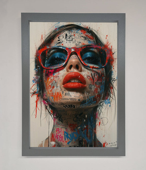 Graffiti Lady Glasses Framed Wall Art - Hi Society