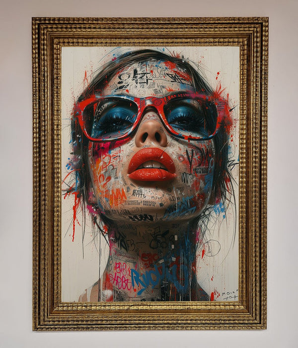 Graffiti Lady Glasses Framed Wall Art - Hi Society