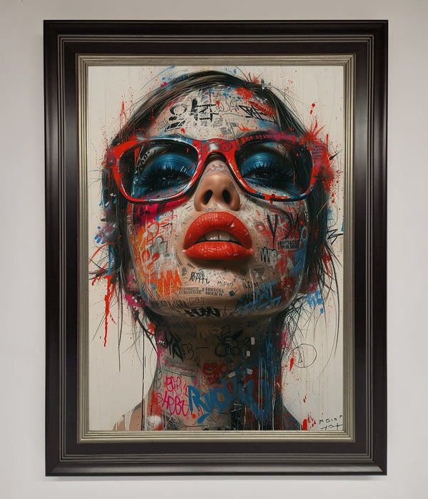 Graffiti Lady Glasses Framed Wall Art - Hi Society