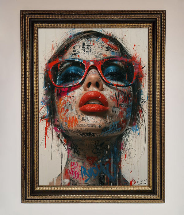 Graffiti Lady Glasses Framed Wall Art - Hi Society