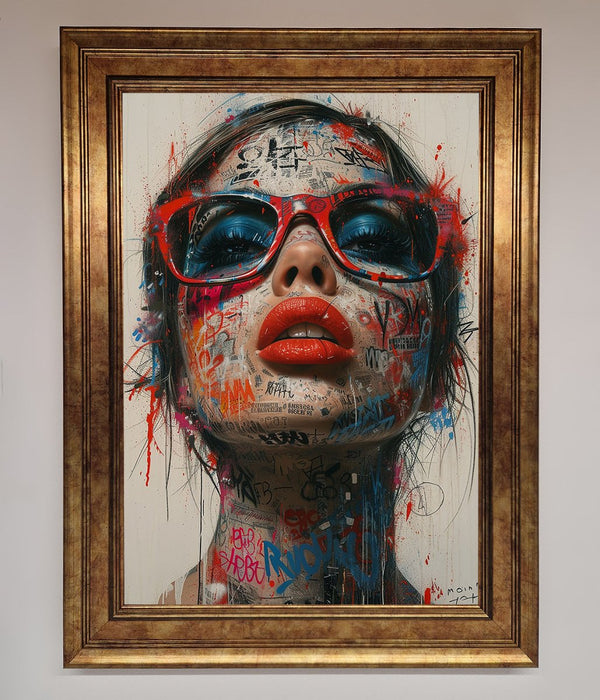Graffiti Lady Glasses Framed Wall Art - Hi Society
