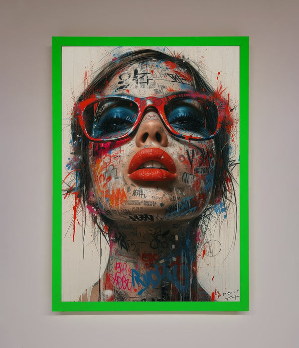 Graffiti Lady Glasses Framed Wall Art - Hi Society