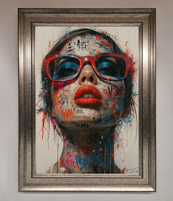 Graffiti Lady Glasses Framed Wall Art - Hi Society