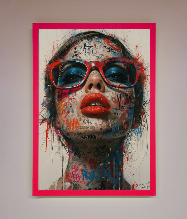 Graffiti Lady Glasses Framed Wall Art - Hi Society