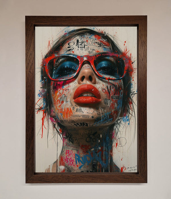 Graffiti Lady Glasses Framed Wall Art - Hi Society