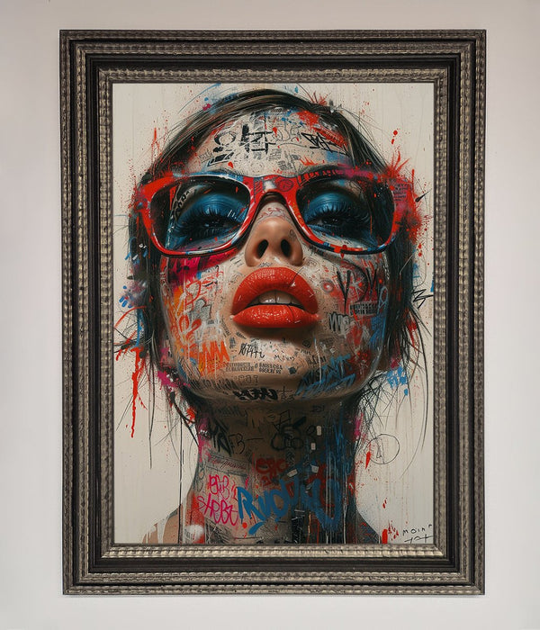 Graffiti Lady Glasses Framed Wall Art - Hi Society