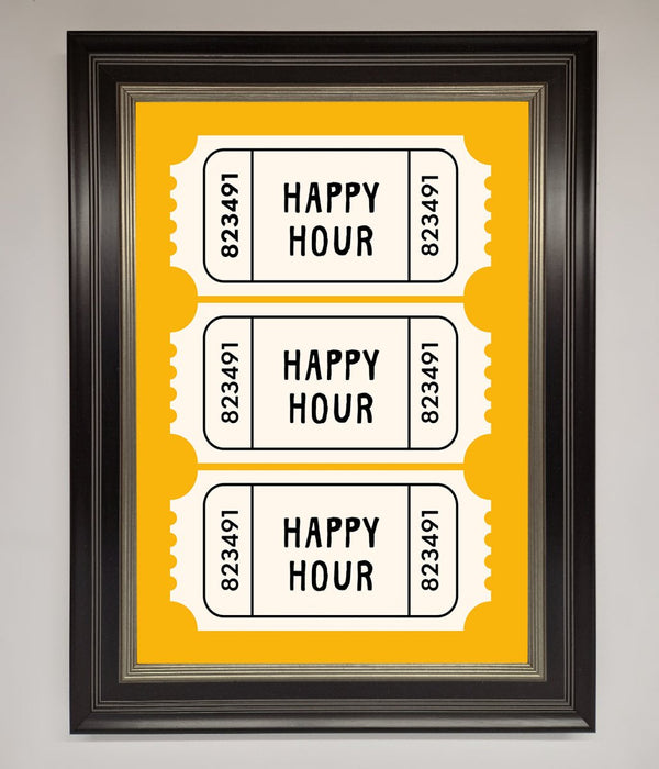 Happy Hour Mustard Framed Wall Art - Hi Society