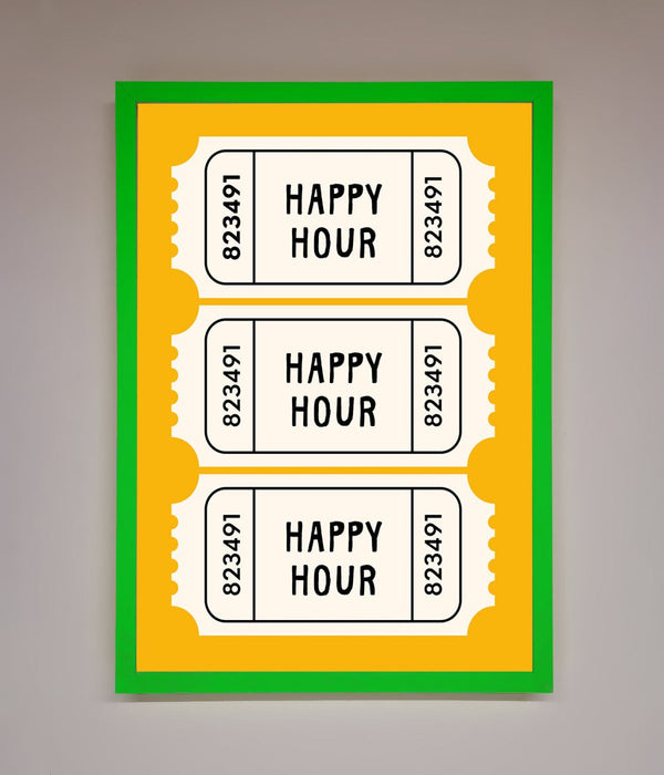 Happy Hour Mustard Framed Wall Art - Hi Society