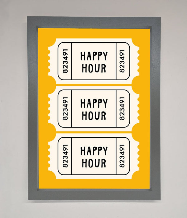 Happy Hour Mustard Framed Wall Art - Hi Society