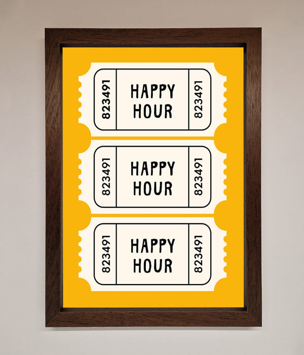 Happy Hour Mustard Framed Wall Art - Hi Society
