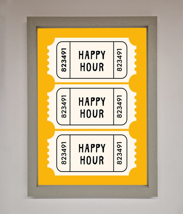 Happy Hour Mustard Framed Wall Art - Hi Society