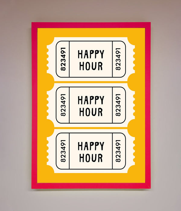 Happy Hour Mustard Framed Wall Art - Hi Society