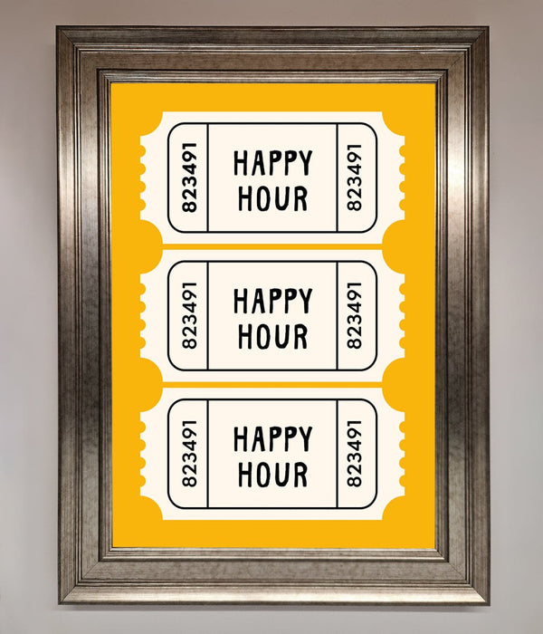 Happy Hour Mustard Framed Wall Art - Hi Society