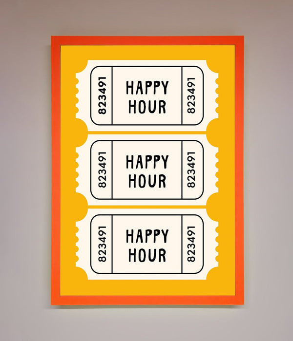 Happy Hour Mustard Framed Wall Art - Hi Society