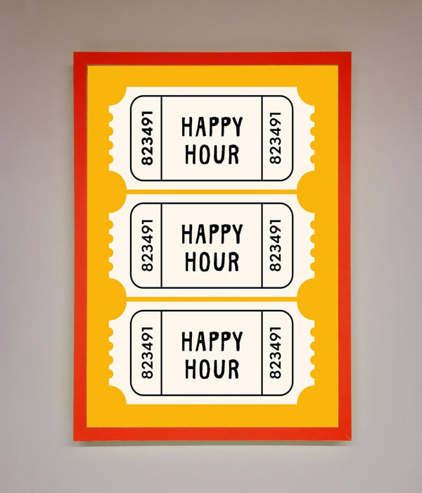 Happy Hour Mustard Framed Wall Art - Hi Society