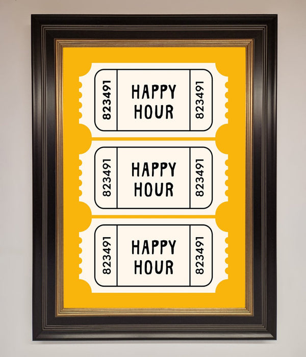 Happy Hour Mustard Framed Wall Art - Hi Society