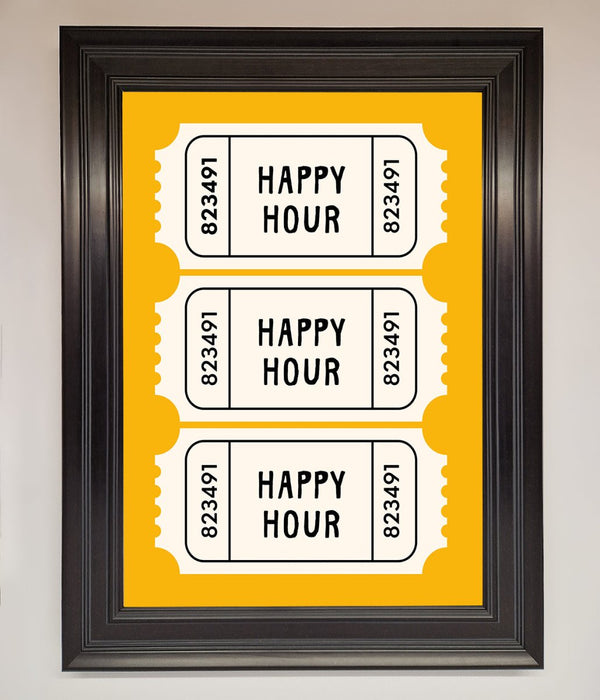 Happy Hour Mustard Framed Wall Art - Hi Society