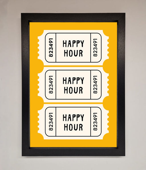 Happy Hour Mustard Framed Wall Art - Hi Society