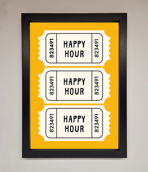 Happy Hour Mustard Framed Wall Art - Hi Society