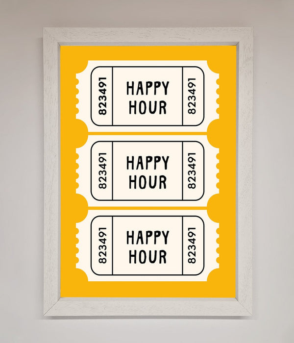 Happy Hour Mustard Framed Wall Art - Hi Society