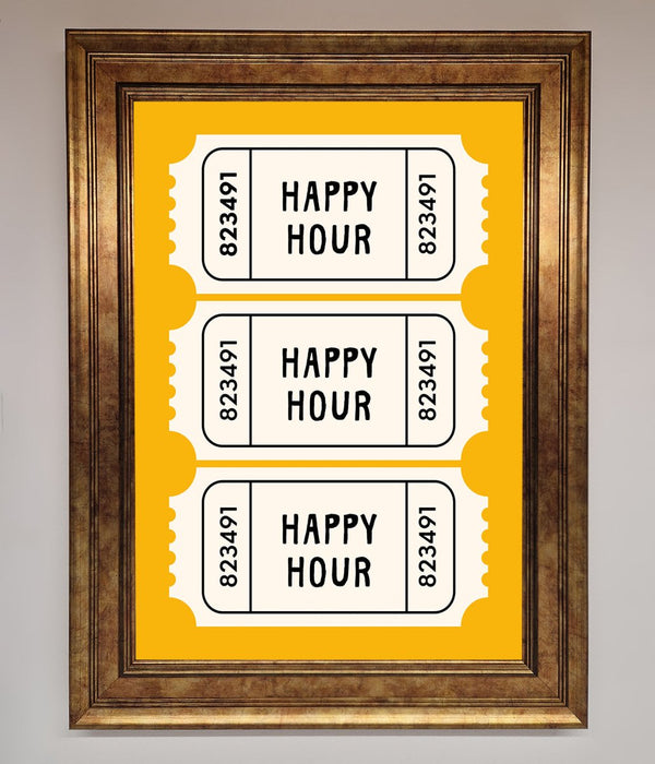 Happy Hour Mustard Framed Wall Art - Hi Society