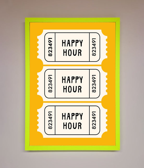 Happy Hour Mustard Framed Wall Art - Hi Society