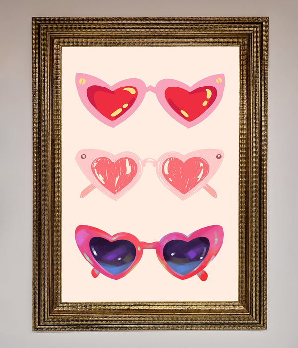 Heart Sunglasses Framed Poster - Hi Society