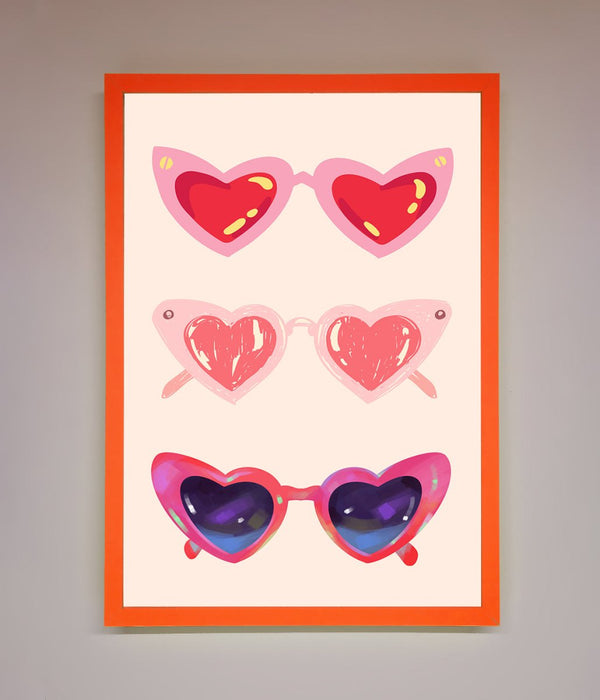 Heart Sunglasses Framed Poster - Hi Society