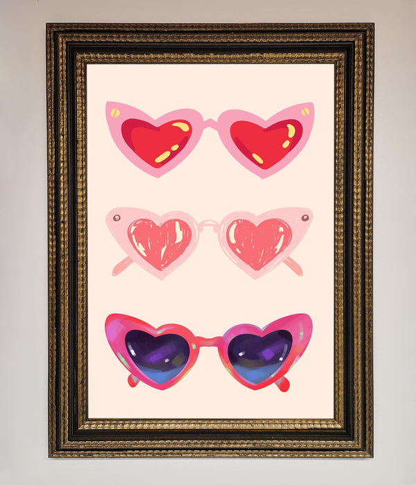 Heart Sunglasses Framed Poster - Hi Society
