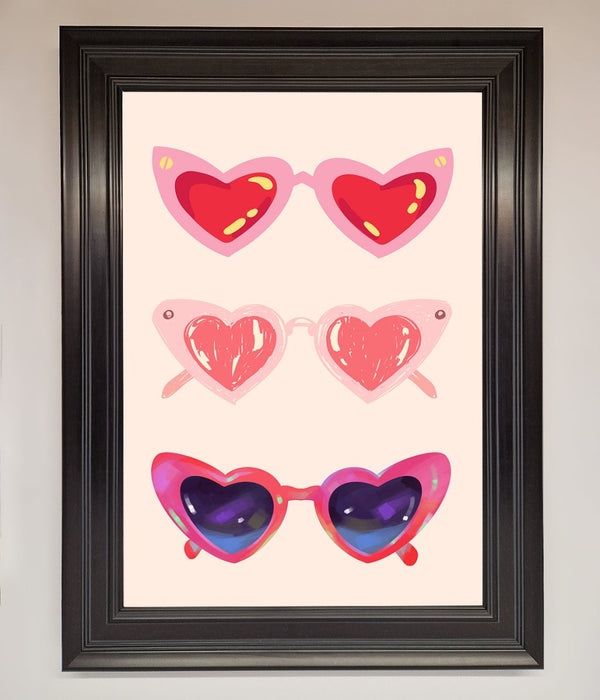 Heart Sunglasses Framed Poster - Hi Society