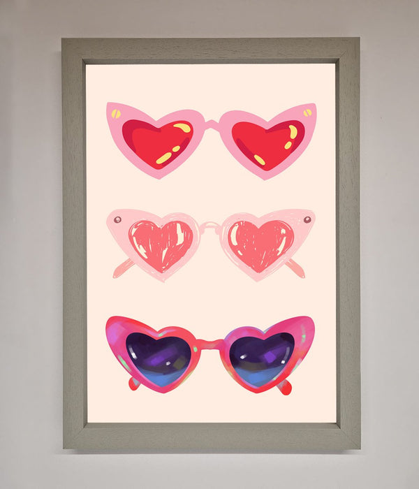 Heart Sunglasses Framed Poster - Hi Society