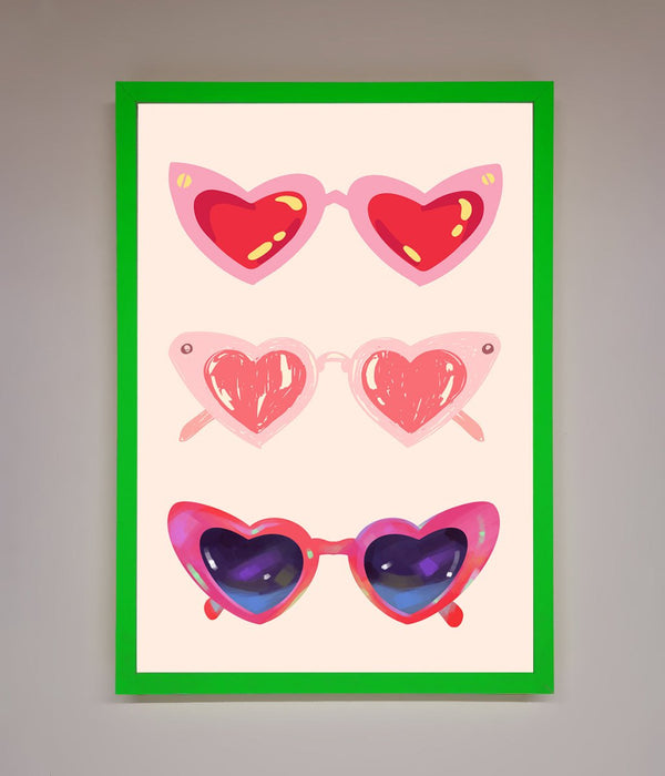 Heart Sunglasses Framed Poster - Hi Society