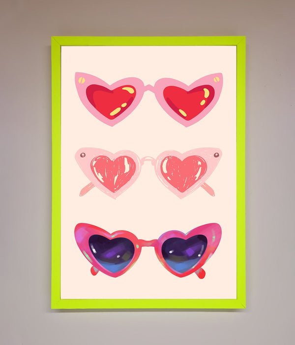 Heart Sunglasses Framed Poster - Hi Society
