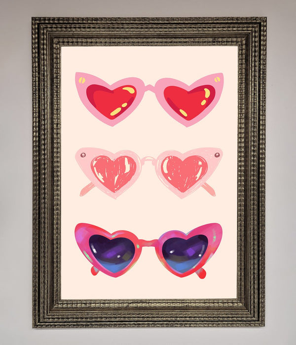 Heart Sunglasses Framed Poster - Hi Society