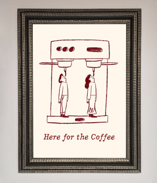 Here For The Coffee Framed Print - Hi Society